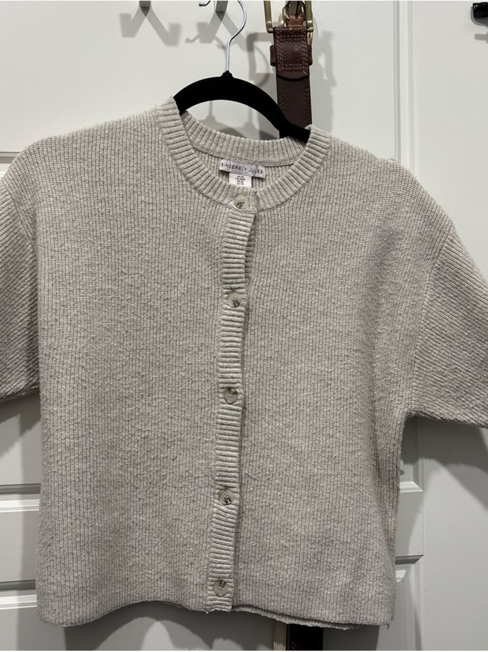 Sincerely, Jules Light Gray Ribbed Button Cardigan